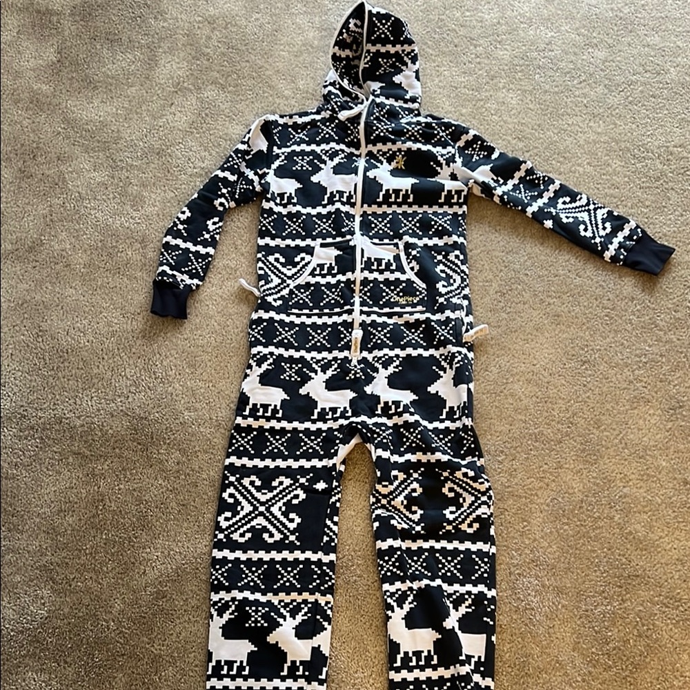 Black and White Reindeer Pattern Onesie